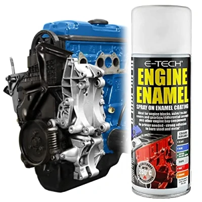 Image of E TECH Heat Resistant Engine Enamel Paint 400ml Spray On High Temp (Blue)
