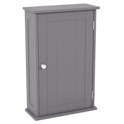 Image of Bath Vida Priano Bathroom Cabinet Single Wall Mounted Storage Cupboard Shelf, Grey