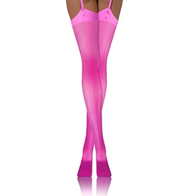 Image of Sesto Senso Women&#039;s Belt Stockings 20 Den Seamed Sexy PDP_02 XL XXL Pink Neon