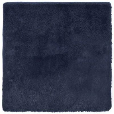 Image of vidaXL Shaggy Rug High Pile Navy Polyester 240x240 cm, Modern Square Carpet for Living Room, Bedroom, Office, Indoor/Outdoor Non Slip Area