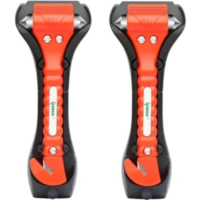 Image of ipow [2 Pack] Car Emergency Escape Window Break Hammer Safety Seat Belt Cutter Tool (Big)