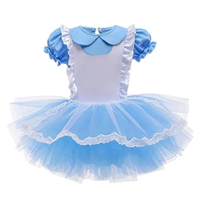 Image of Lito Angels Alice in Wonderland Princess Ballerina Costume Ballet Leotard with Tutu Dress for Kids Girls, Fancy Dance Wear Outfit Age 7 8 Years, Blue (Tag Number 140)