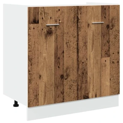 Image of vidaXL sink storage cabinet engineered wood 80x46x81.5cm brown kitchen/utility room