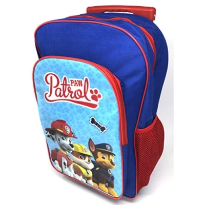 Image of Children&#039;s Character Luggage Deluxe Wheeled Trolley Backpack Suitcase Cabin Bag School (Paw Patrol Boys)