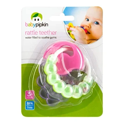 Image of Homeshopa Teething Toy for Baby, Water Filled Rattles Teether, BPA Free Sillicone Soothing Relief, Multisensory Stimulation, Massages Sore Gums, Easy to Hold, 3+ Monthes, Colours May Vary