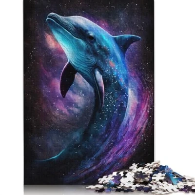 Image of Jigsaw Puzzles for Kids Galaxy Dolphin 1000 Pieces Cardboard Puzzle Adults And Age 12 Years Up Unique Challenge Game (Size 38x26cm)