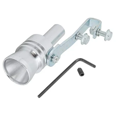 Image of Turbo Sound Whistle Aluminium Alloy Tail Throat Exhaust Pipe Muffler Car Modified Part TC XL(Silver)