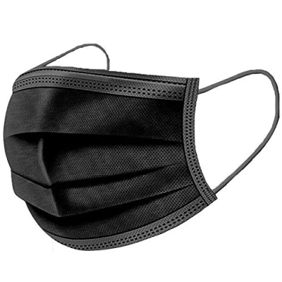 Image of True Face Disposable Mask (100 Pack) Black 3 Ply Safety Earloop Protection PPE General Use Dust Proof Fold Flat Covering UK Stock