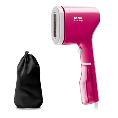 Image of Tefal Pure Pop Slim Handheld Clothes Steamer, No Ironing Board Needed, Ready to Use in 15 Seconds, 70ml Detachable Water Tank, Travel Iron, Garment Pink, DT2023