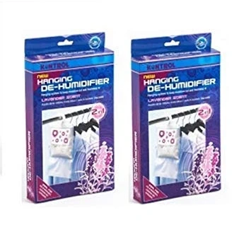 Image of 2 x Kontrol Scented Hanging Dehumidifier Damp Moisture Trap Lavender Scent