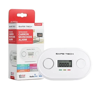 Image of SAFE TECH Wireless Interconnected Carbon Monoxide Detector, Detector 10 Year Battery with LCD Digital Display and Sound Warning,Portable for Home School Office