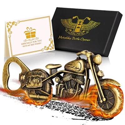 Image of LKKCHER Motorbike Bottle Openers, Bronze Motorcycle Gifts for Men, Christmas Birthday Fathers Men Him Dad Husband Boyfriend, Present Biker Beer Women