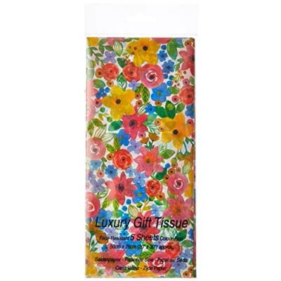 Image of SatinWrap Luxury Printed Tissue Wrapping Paper Watercolour Floral 5 Sheets