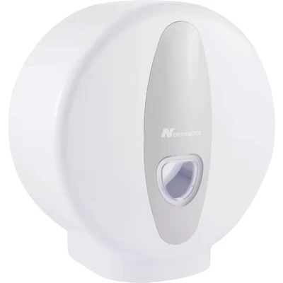 Image of Solent Cleaning White Mini Jumbo Toilet Roll Dispenser