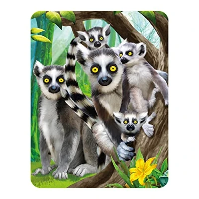 Image of 3D LiveLife Magnet Ring Tailed Lemurs from Deluxebase. Lenticular Lemur Fridge Magnet. Magnetic decor for kids and adults with artwork licensed renowned artist, Michael Searle