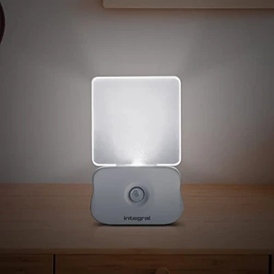 Image of Integral 2 Pack LED Motion Sensor Night Light, Battery Operated with Dusk to Dawn Photocell Sensor, for Hallways, Landings, Stairs, Kitchens, Bedrooms, Baby’s Nursery and More, Transparent