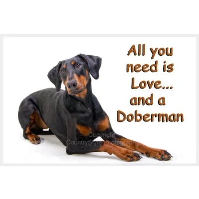 Image of Doberman Pinscher Jumbo Fridge Magnet All you need is love...and a
