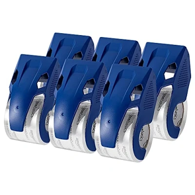 Image of Amazon Basics Heavy Duty Packaging Tape with Dispenser for Shipping, Moving and Storing, 4.33 x 2.64 2.36, 6 pack