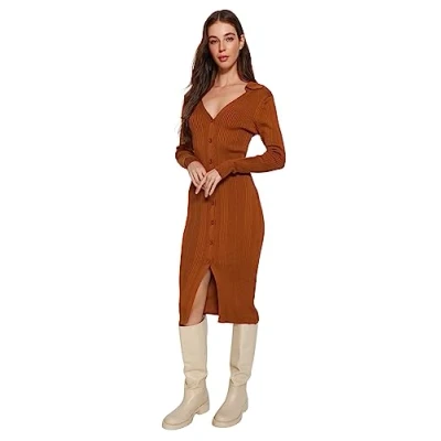 Image of Trendyol FeMan Shift Slim fit Knitwear Dress,Tile,M