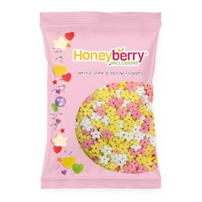 Image of Mixed Flowers Sprinkles 55g Sachet Natural Edible Decorating Flower Shaped Perfect for Baking, Cupcake and Cake Decorations, Ice Cream, Desserts Icing Decoration Toppers