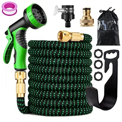 Image of 75FT Garden Hose Pipes with 10 Modes Water Spray Gun Flexible Expandable Pipe Expanding Anti Leakage Connector/Spray Gun/Hose Set for Car Pet Cleaning(75ft)