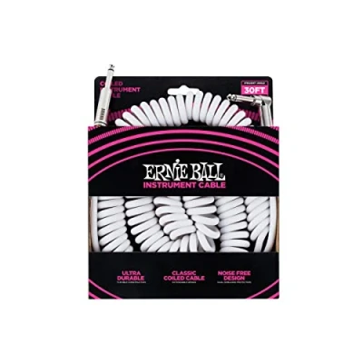 Image of Ernie Ball 30 ft Coiled Straight/Angle Instrument Cable White