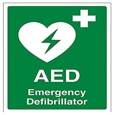 Image of V Safety AED Emergency Defibrillator Sign 150mm x 200mm 1mm Rigid Plastic