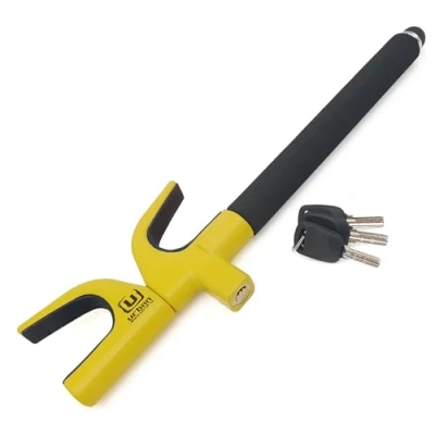 Image of Urban UR959Y High Security Steering Wheel Lock, Most Visible Yellow Steel Double Hook, Automatic Locking, Protective Pads Optional Safety Hammer, Universal Car Anti Theft Device for Auto SUV Van Truck