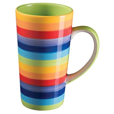Image of Purity Style Hand Painted Rainbow Stripe Tall Large Mug
