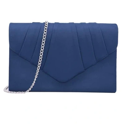 Image of Milisente Clutch Bag for Women, Suede Bags Wedding Shoulder Crossbody Evening (Navy)