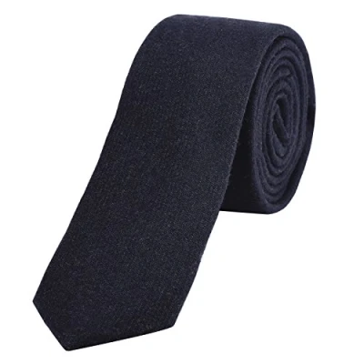 Image of DonDon Narrow Men&#039;s Cotton Tie 2.36 inch 6 cm navy blue