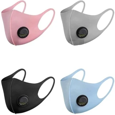 Image of PROTECTAFILE 4 Color Pack Face Mask, Lycra or Spandex Fabric, Mouth Reusable &amp; Washable Masks for Running, Cycling, Skiing Motorbikes, Outdoor Activities(Black/Grey/Pink/Blue)