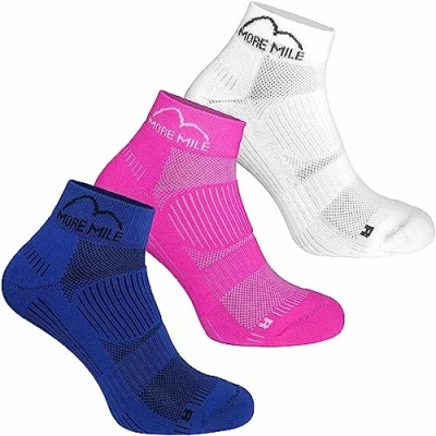 Image of More Mile London 2.0 Eco Friendly 3 Pack Womens Running Socks Cushioned Sports Sock