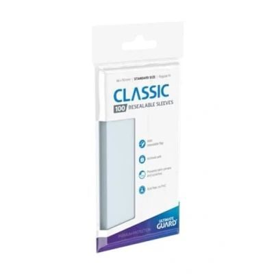 Image of Ultimate Guard UGD010965 Resealable Standard Size Classic Sleeves 100 Pack Transparent Trading Card Game
