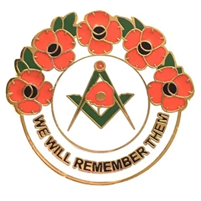 Image of Smartbadge® Masonic We Will Remember Them Remembrance Poppy Lapel Pin Badge Exclusive