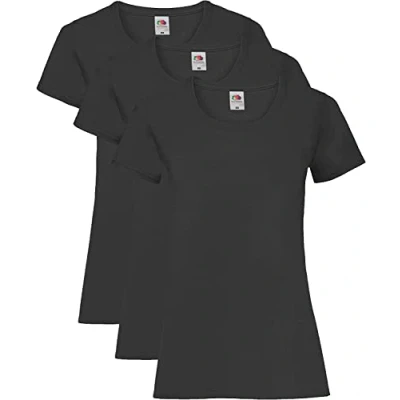 Image of Fruit of the Loom Women&#039;s Valueweight T Shirt 3 Pack, Black (Black), 10 (Size: S/10)