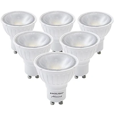 Image of SINCELIGHT GU10 DIMMABLE LED Spotlight Bulb 35Reflector, 6W, RA≈85, Neutral White 4000K, 500 Lumens Equivalent to 50W Halogen, Advanced Series, Pack of 6