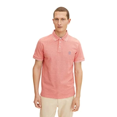 Image of TOM TAILOR Men&#039;s Pique Polo Shirt with Embroidery 1031623, 30067 Grenadine Two Tone Structure, M