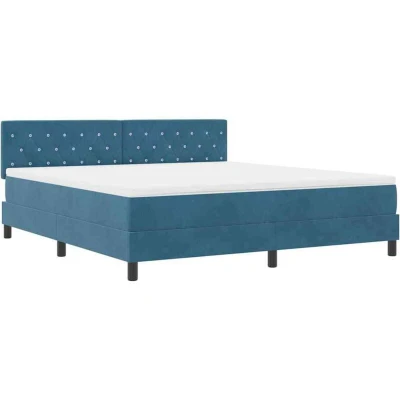 Image of Box Spring Bed with Mattress &amp; led Dark Blue 180x200 cm Velvet Vidaxl