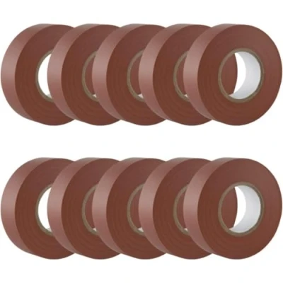 Image of GTSE Brown Electrical Tape, 19mm x 20m, 10 Rolls of Strong Self Adhesive PVC Insulation Tape for Insulating, Repairing and Protecting Wires