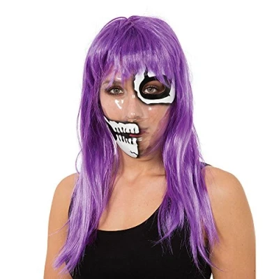 Image of Bristol Novelty PM134 Skeleton Half Face Print Transparent Pack of 1 1/2 Mask, Unisex Adult, Clear/Black/White, One Size