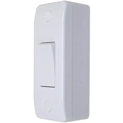 Image of Architrave Light Switch 10AX 1 Gang 2 Way with 16mm Pattress Surface Box Rounded White