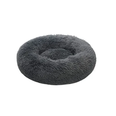 Image of TOHDNC Calming Donut Dog Bed 60cm, Fluffy Plush Pet Anti Anxiety Cat Round Warming Cuddler Washable Nest Cushion with Non Slip Bottom for Indoor Medium Large Cats Dogs
