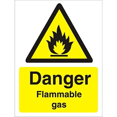 Image of Seco Danger Flammable Gas Sign, 150mm x 200mm Self Adhesive Vinyl