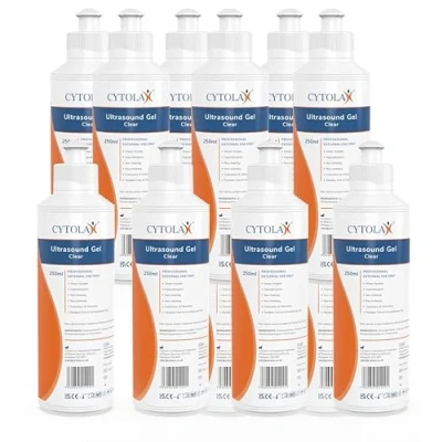 Image of Box 40x 250ml Cytolax Ultrasound Gel, Thick Clear Conductive High Viscosity Transmission Gel Doppler Machine Hypoallergenic Non Irritating Staining, UKCA CE Certified