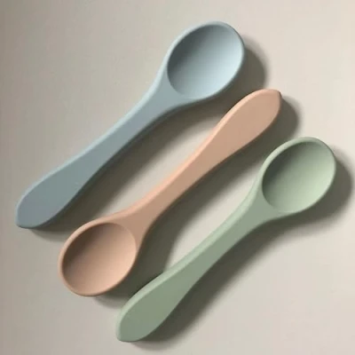 Image of Minifolk Set of 5 Silicone Baby/Toddler Feeding Spoons Baby Essentials Weaning Dishwasher Safe (Set 3)