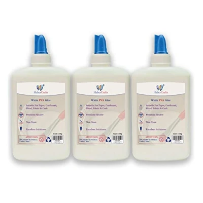 Image of PVA Glue Washable Child Safe (250ml) Adhesive Arts And Crafts School Kids Craft Sticky Childrens Tacky Non Toxic Dries Clear Eco Spreader Lid (250ml 3 Bottles)
