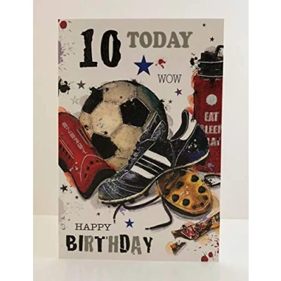 Image of Jonny Javelin Boy Age 10 Today Happy Birthday Card Football