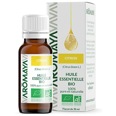 Image of AROMAYA Yellow Lemon Essential Oil 100% Pure and Organic Citrus Limon 30ml