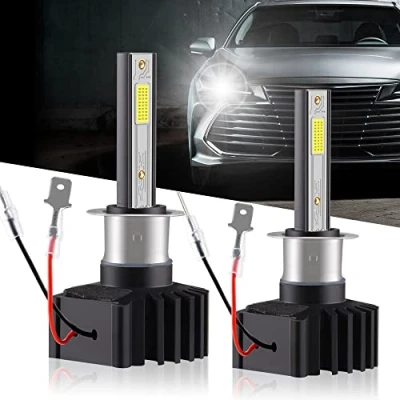 Image of Chemini H1 LED Headlight Bulb 60W 12000LM Replace for Car Conversion Kit of Halogen or Xenon High/Low Beam 6500K White(pack 2)